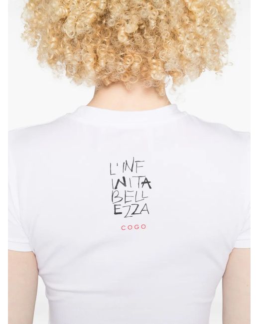 Co.Go White Square-Print T-Shirt