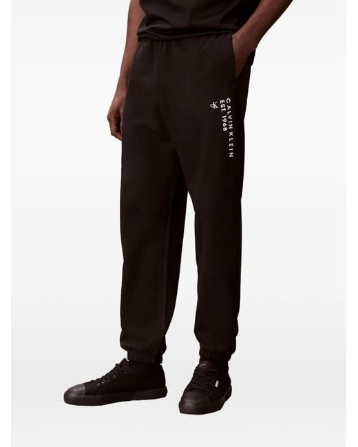 Calvin Klein Black Pantalon De Jogging À Logo Imprimé for men