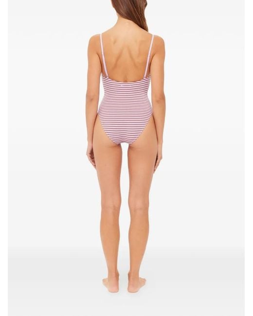 The Upside Purple Miami Flow Horizontal-Stripe Swimsuit