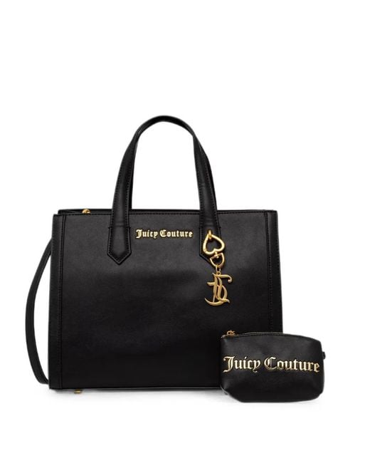 Juicy Couture Black Logo-Plaque Charm-Detail Tote Bag