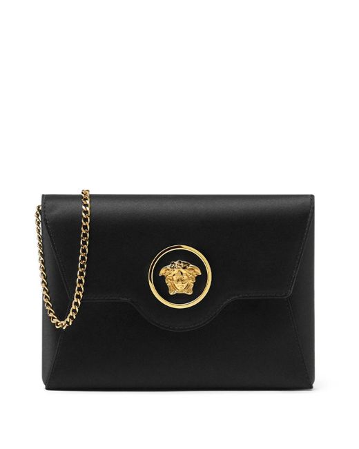 Versace Black La Medusa Envelope Clutch Bag