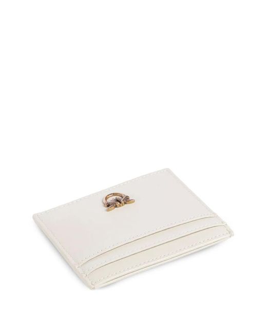 Pinko Natural Leather Card Holder With Love Birds Logo