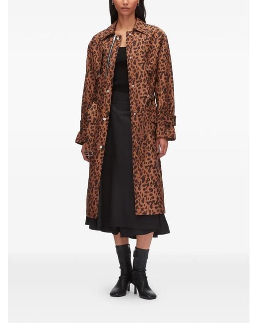 3.1 Phillip Lim Brown Belted Leopard-Print Coat