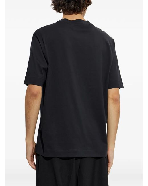 Emporio Armani Blue Embroidered-Logo T-Shirt for men
