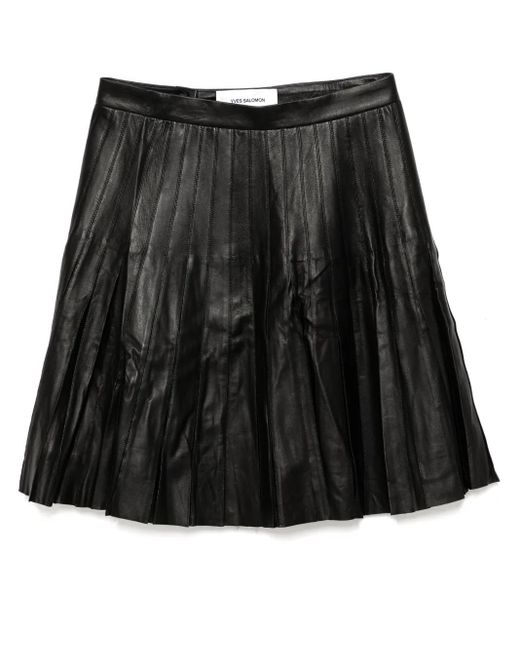 Yves Salomon Black Pleated Mini Skirt