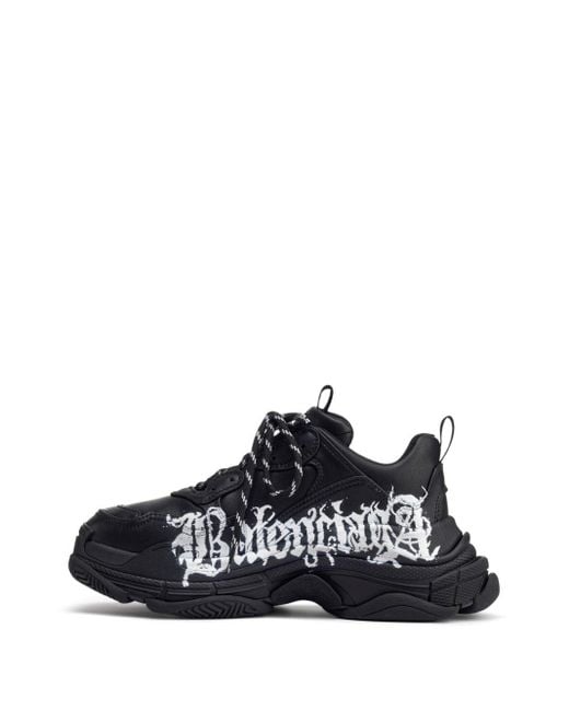 Balenciaga Black Triple S Logo-print Sneakers