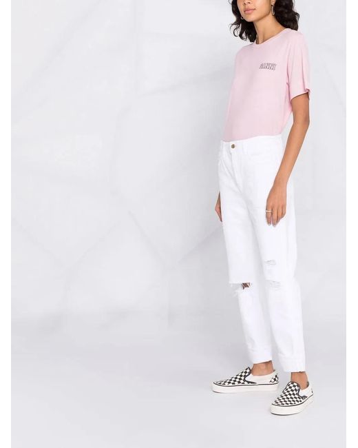 Washington DEE-CEE U.S.A. White Slim-Cut Ripped Jeans