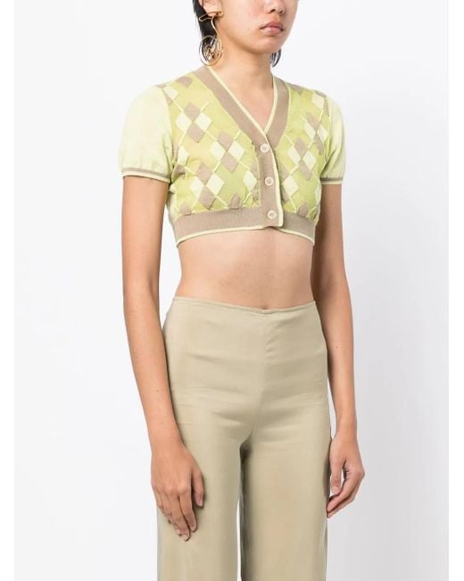Jacquemus Natural Argyle-Check-Pattern Cropped Top
