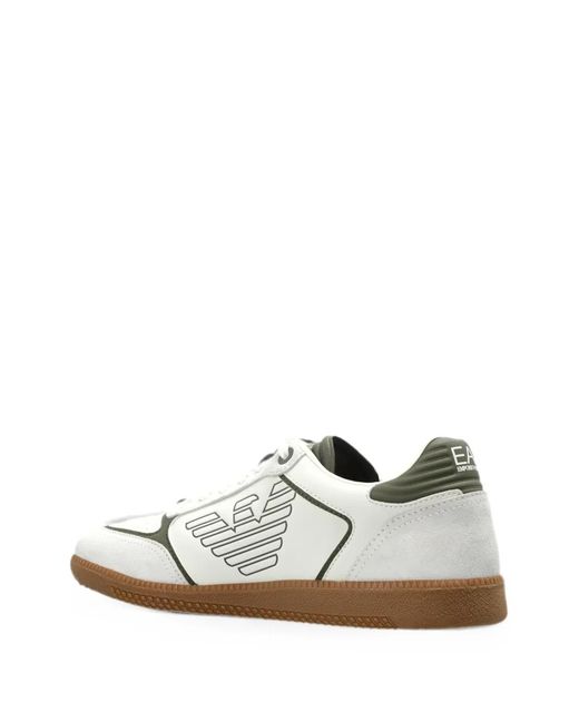 EA7 White Logo-Print Panelled Sneakers for men