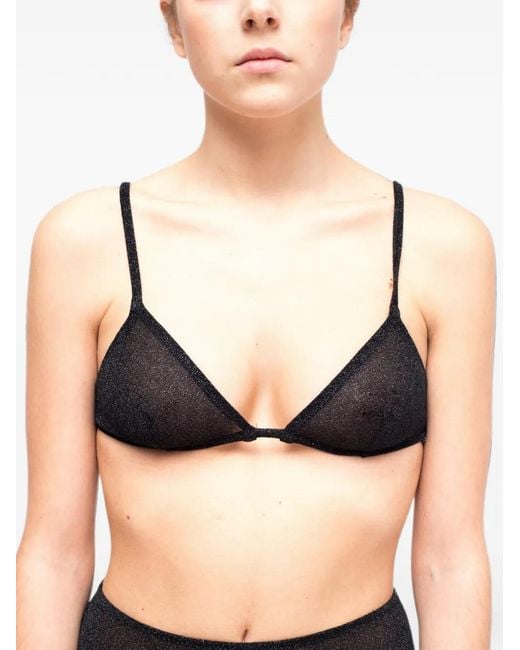 Laura Urbinati Black Soutien-Gorge Triangle À Effet Pailleté