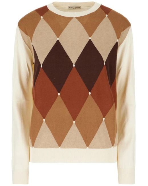 Ballantyne Brown Pullover mit Argyle-Intarsie