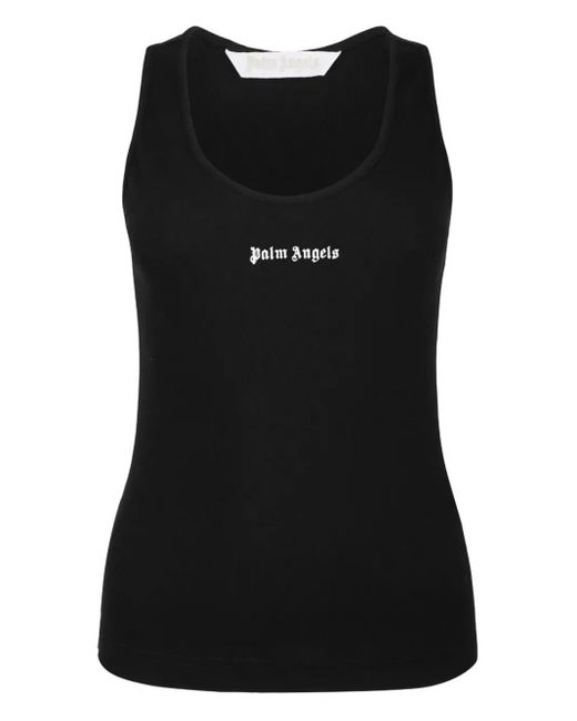 Palm Angels Black Top With Embroidered Logo