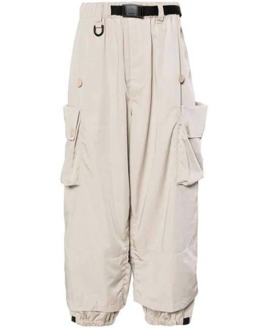 Y-3 Natural Buckled-waist Cargo Trousers for men