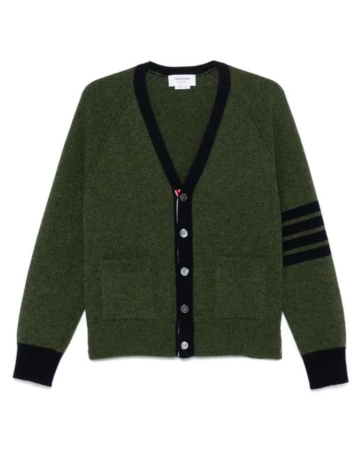 Thom Browne 4-Bar Cardigan Mit V-Ausschnitt in Green für Herren