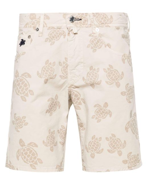 Vilebrequin Natural Turtles-print Cotton Shorts for men