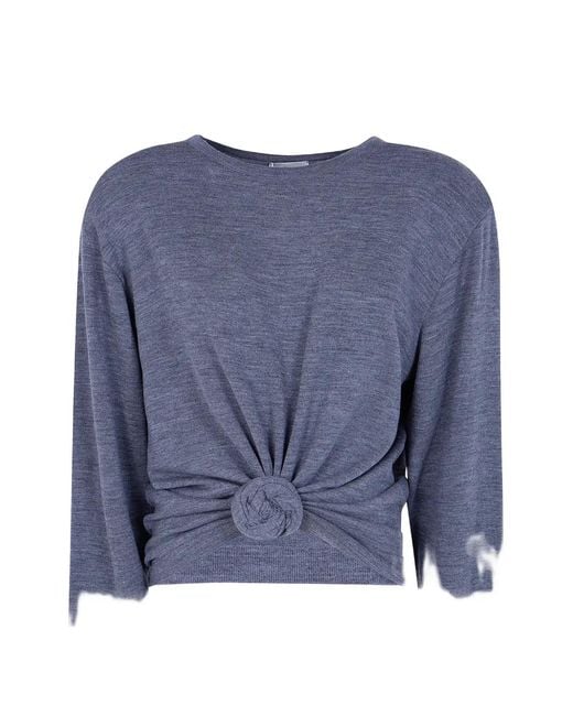Magda Butrym Blue Knot-Detail Round-Neck Sweater