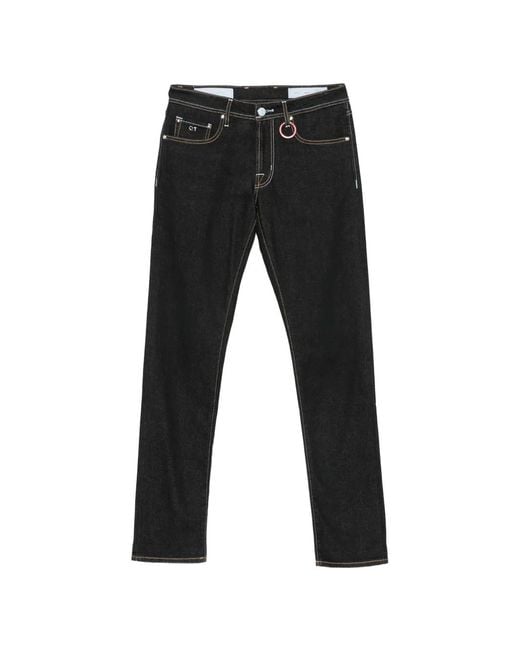 Sartoria Tramarossa Black Michelangelo Ring-Detail Jeans for men