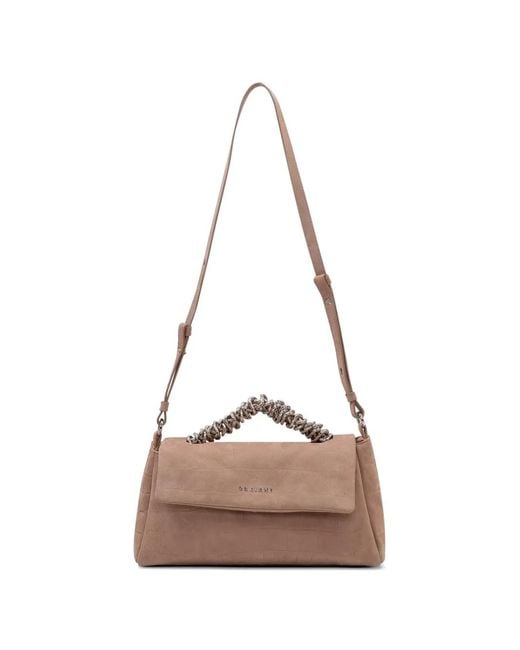 Orciani Brown Croc Effect Twisted Handle Tote Bag
