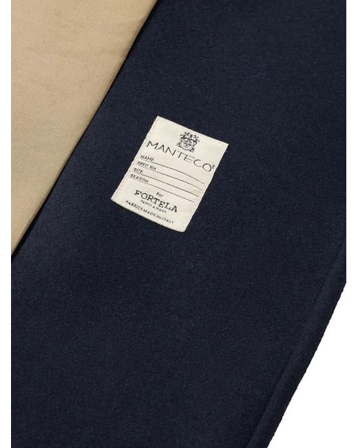 Fortela Blue Serwilliam Double-Breasted Flap-Pocket Coat for men