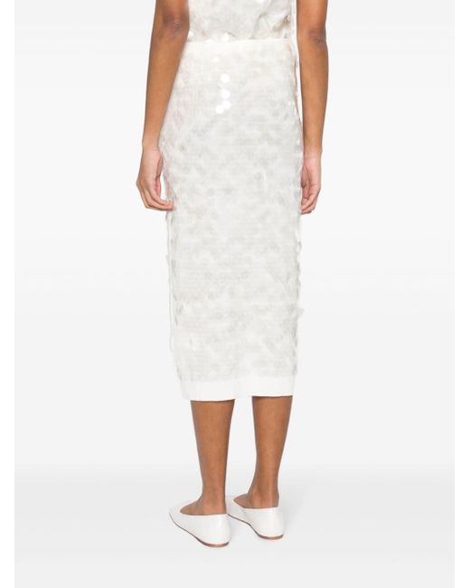 N°21 White Sequinned Cotton Skirt