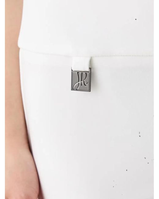 Joseph Ribkoff White Logo-Plaque Slim-Fit Trousers