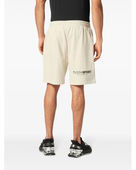 Philipp Plein Natural Logo-Print Track Shorts for men