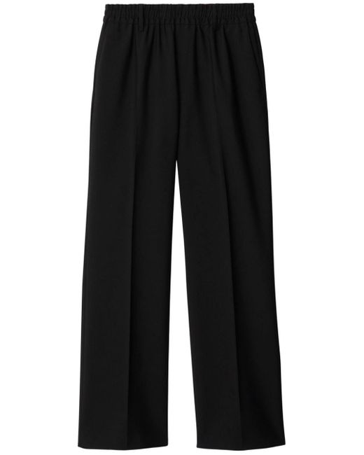 Pantalon en laine à coupe droite Burberry en coloris Black
