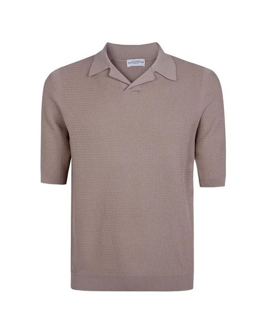 Ballantyne Gray Waffle-Knit Collared T-Shirt for men