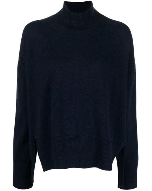 Barrie Blue Side-Slit Knit Jumper