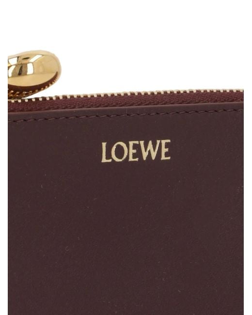 Loewe Purple Pebble Leather Zipped Card Case