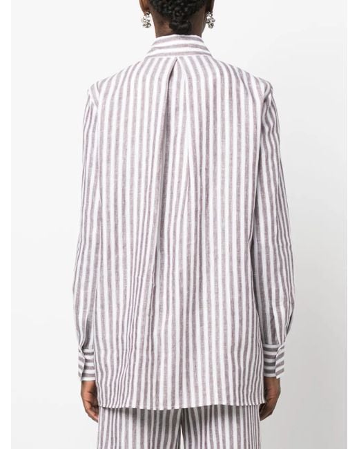 Kiton White Hemd Mit Längsstreifen