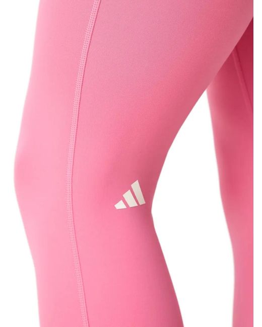 Adidas Pink Logo-Print Crossover-Waist Leggings