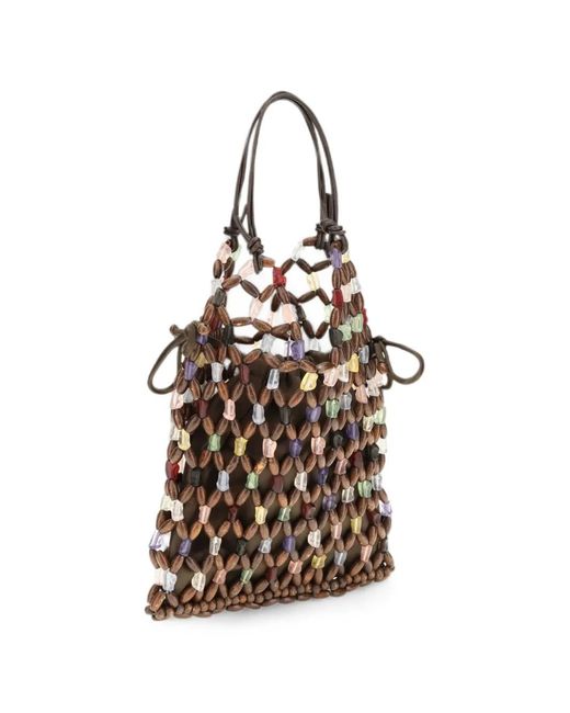 Staud Brown Karla Bead-Embellishment Shoulder Bag