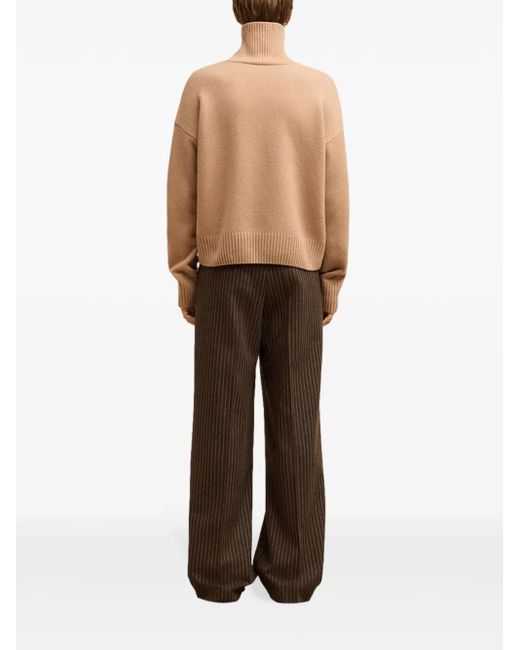 AMI Natural Embossed Ami De Coeur Roll-Neck Jumper