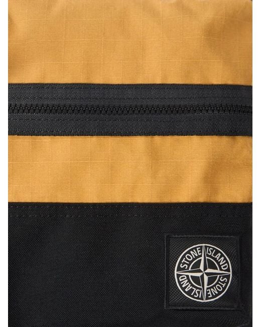Stone Island Black Two-Tone Patch Shoulder Bag for men