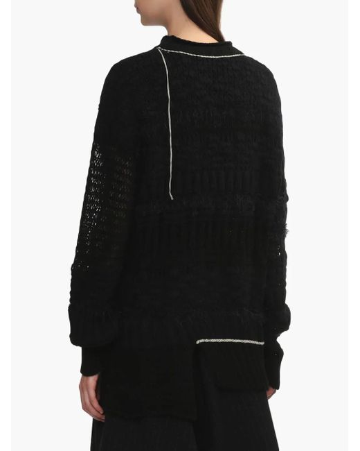 Y's Yohji Yamamoto Black Pullover mit Kontrastnaht