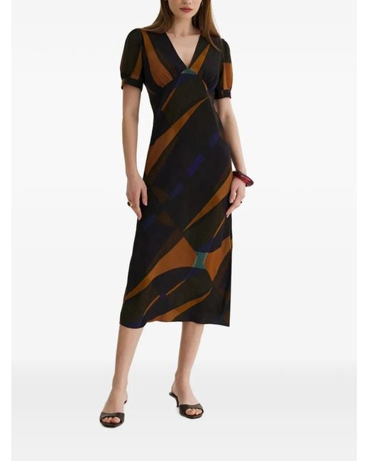 Framboise Black Brodie Abstract-Print Midi Dress