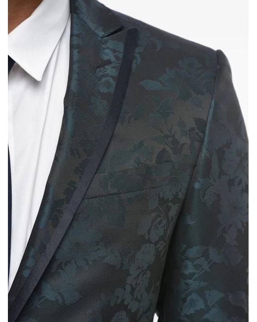 Corneliani Blue Damask-Pattern Satin-Trim Suit for men