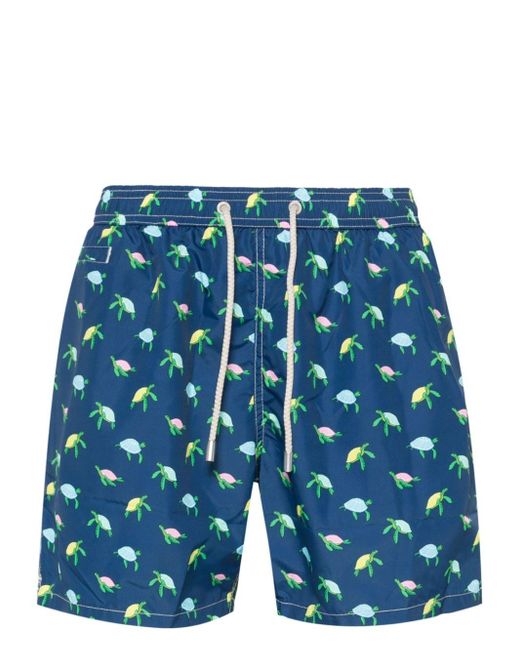 Mc2 Saint Barth Blue Turtle-print Swim Shorts for men