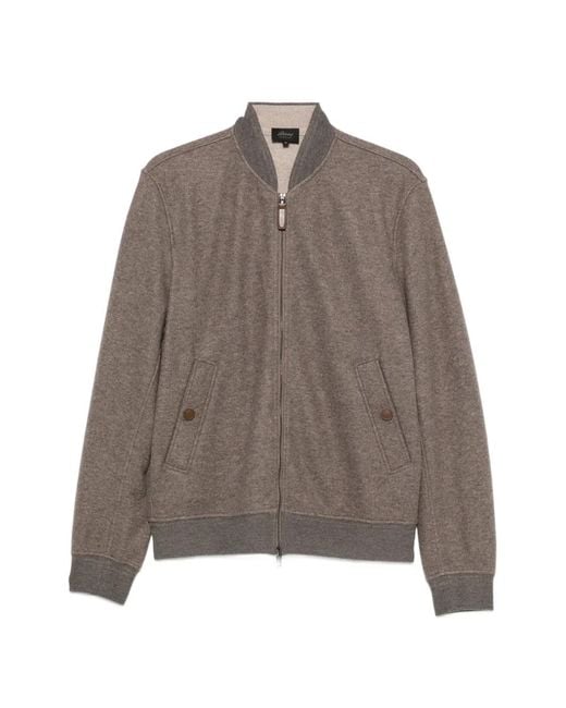 Brioni Brown Zip-Up Bomber Jacket for men