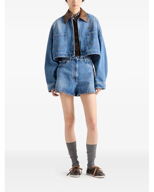 Prada Blue Cropped Denim Jacket