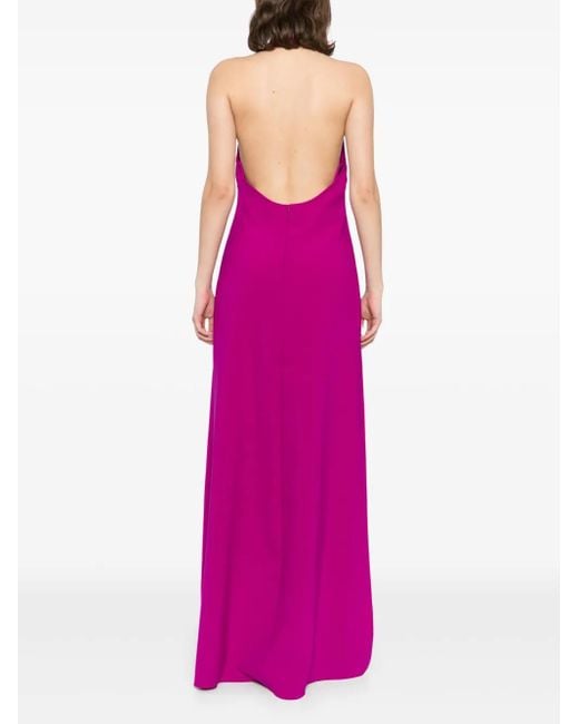 Amsale Pink Italian Stretch Crepe Halter Dress