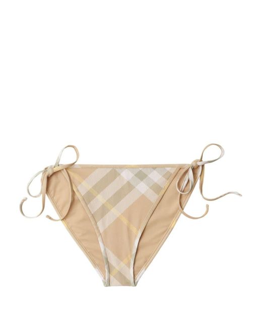 Burberry Natural Checked Side-tie Bikini Bottoms