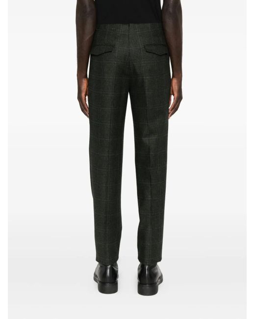 Incotex Black Pleated Checked Trousers for men