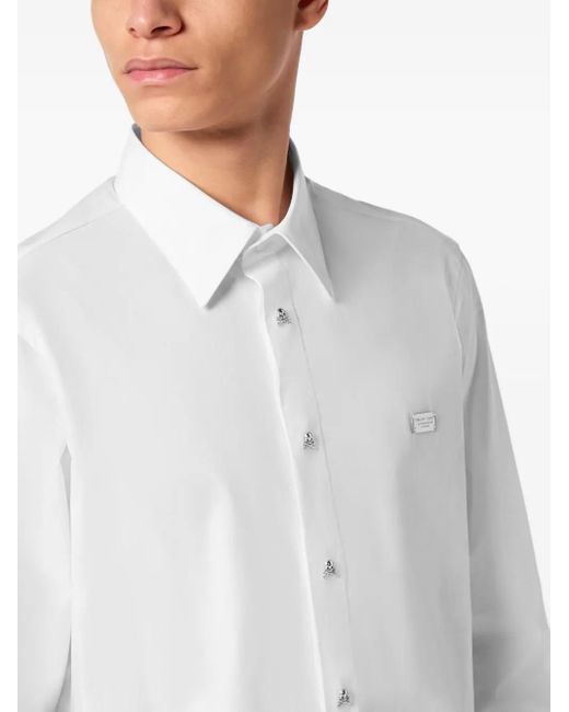 Philipp Plein White Sugar Daddy Long-Sleeved Shirt for men