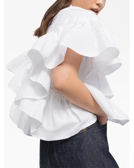 AZ FACTORY X Lutz Huelle Blouse Met Ruche Mouwen in het White