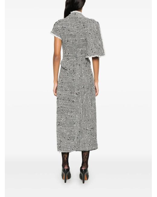 Robe Mi-Longue À Design Drapé Erdem en coloris Gray