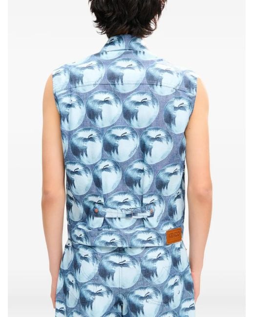 KENZO Blue Apple Pop Denim Vest