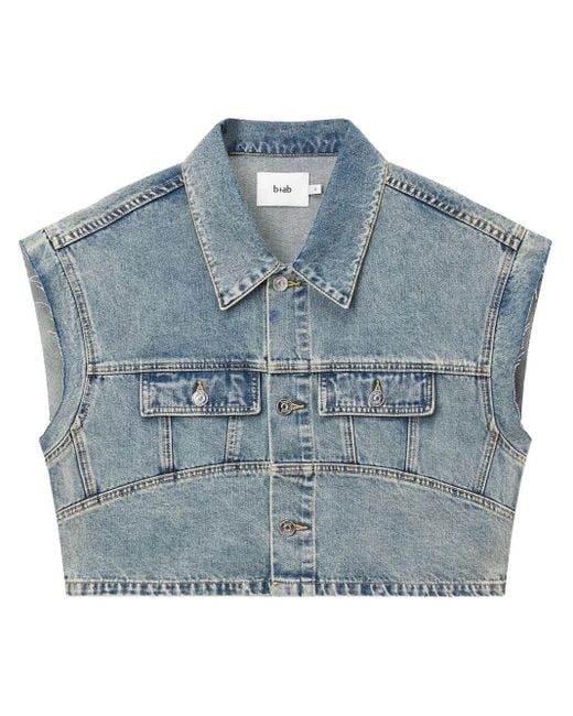 B+ AB Blue Short-Sleeve Denim Jacket