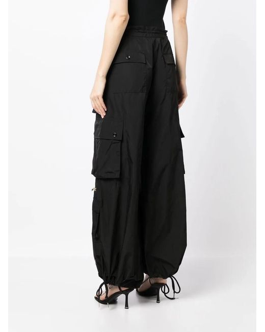 Cynthia Rowley Black Wide-Leg Cargo Trousers
